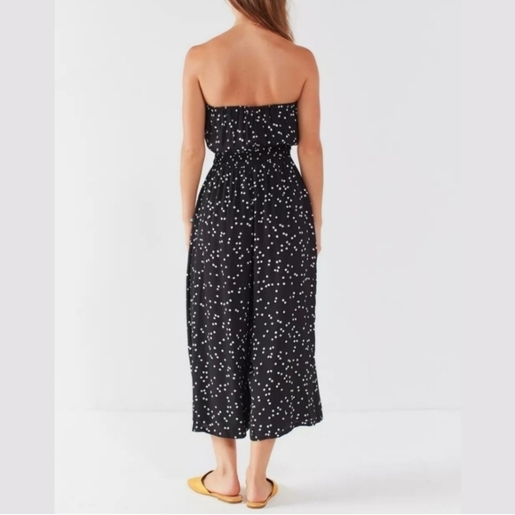 Urban Outfitters Jackson Black White Polka Dot Print Strapless Wide Leg Jumpsuit - Picture 4 of 12